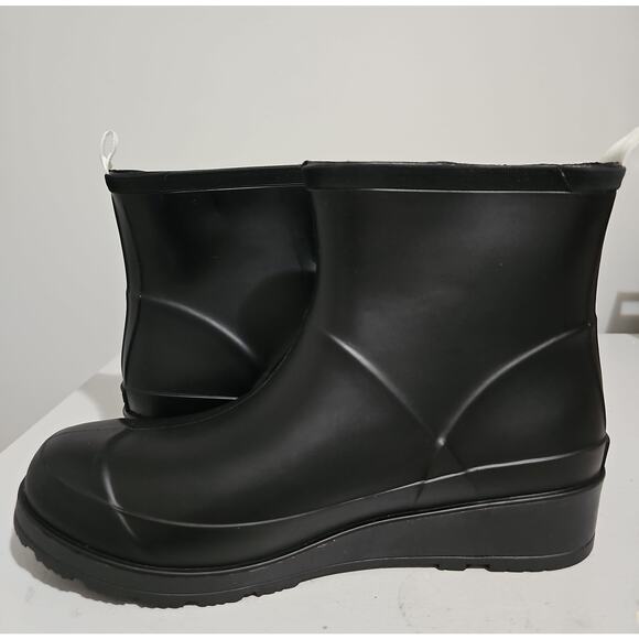Calvin Klein Illea Rubber Boots Platform Lug Sole Womens 8 Black Rain Boot - Picture 5 of 11